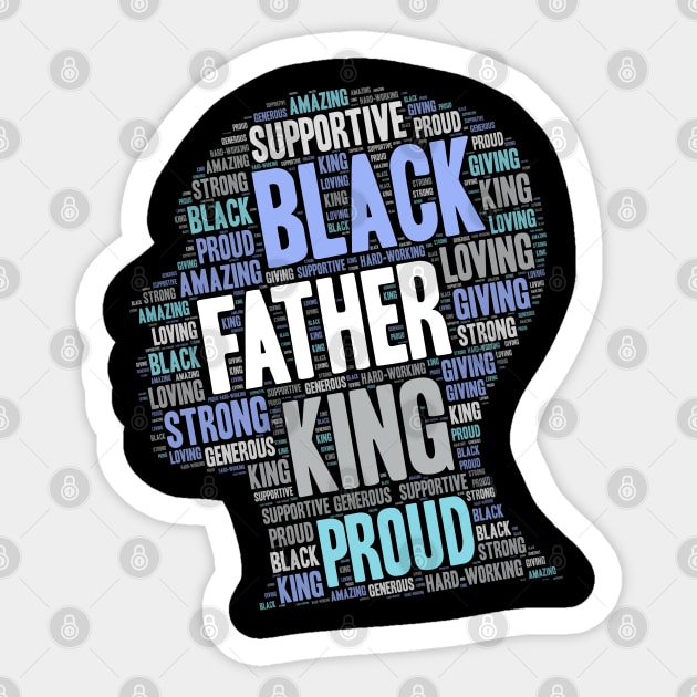 Black Man Father's Day Words in Afro Sticker by blackartmattersshop